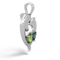 Peridot Dolphin Heart 14K White Gold pendant P5820