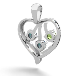 Peridot Glowing Heart 14K White Gold pendant P2233