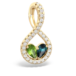 Peridot Pave Twist 'One Heart' 14K Yellow Gold pendant P5360