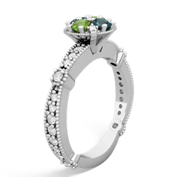 Peridot Sparkling Tiara Cluster 14K White Gold ring R26293RD