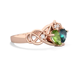 Peridot 'One Heart' Celtic Knot Claddagh 14K Rose Gold ring R5322