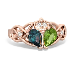 Peridot 'One Heart' Celtic Knot Claddagh 14K Rose Gold ring R5322