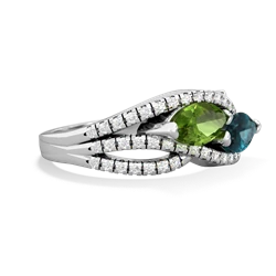 Peridot Diamond Rivers 14K White Gold ring R3070