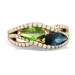 Peridot Diamond Rivers 14K Yellow Gold ring R3070