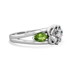 Peridot Hearts Intertwined 14K White Gold ring R5880