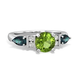 Peridot 6Mm Round Eternal Embrace Engagement 14K White Gold ring R2005