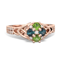 Peridot Celtic Knot Cluster Engagement 14K Rose Gold ring R26443RD