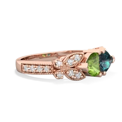 Peridot Diamond Butterflies 14K Rose Gold ring R5601