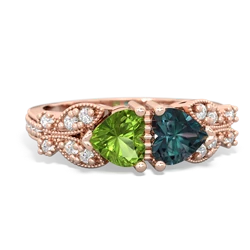 Peridot Diamond Butterflies 14K Rose Gold ring R5601