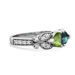 Peridot Diamond Butterflies 14K White Gold ring R5601