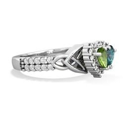 Peridot Celtic Knot Two Hearts As One 14K White Gold ring R2644HRT