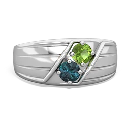 Peridot Men's Streamline 14K White Gold ring R0460