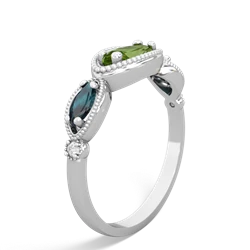 Peridot Milgrain Marquise 14K White Gold ring R5700