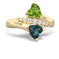 Peridot Heart To Heart 14K Yellow Gold ring R2064