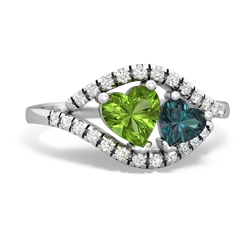 Peridot Mother And Child 14K White Gold ring R3010