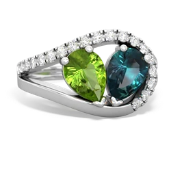 Peridot Nestled Heart Keepsake 14K White Gold ring R5650