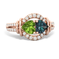 Peridot Art-Deco Keepsake 14K Rose Gold ring R5630