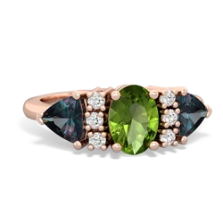 Peridot Antique Style Three Stone 14K Rose Gold ring R2186