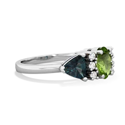 Peridot Antique Style Three Stone 14K White Gold ring R2186