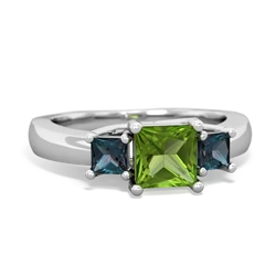 Peridot Three Stone Trellis 14K White Gold ring R4015