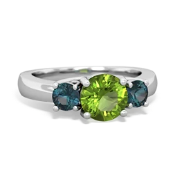 Peridot Three Stone Round Trellis 14K White Gold ring R4018