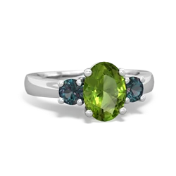 Peridot Three Stone Oval Trellis 14K White Gold ring R4024