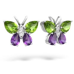 Peridot Butterfly 14K White Gold earrings E2215