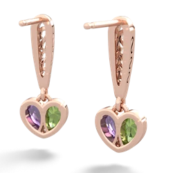 Peridot Filligree Heart 14K Rose Gold earrings E5070