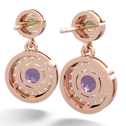 Peridot Halo Dangle 14K Rose Gold earrings E5319