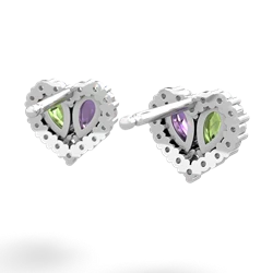 Peridot Halo 14K White Gold earrings E7008