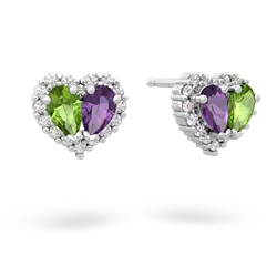 Peridot Halo 14K White Gold earrings E7008