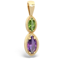 Peridot Antique-Style Halo 14K Yellow Gold pendant P5700