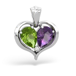 Peridot Two Become One 14K White Gold pendant P5330