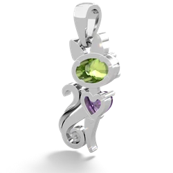 Peridot Kitten 14K White Gold pendant P5780