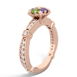 Peridot Sparkling Tiara Cluster 14K Rose Gold ring R26293RD