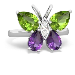 Peridot Butterfly 14K White Gold ring R2215