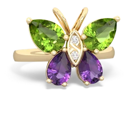 Peridot Butterfly 14K Yellow Gold ring R2215