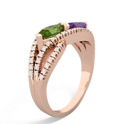 Peridot Diamond Rivers 14K Rose Gold ring R3070