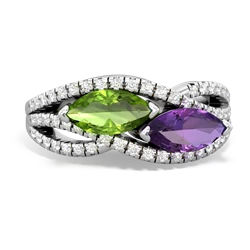 Peridot Diamond Rivers 14K White Gold ring R3070