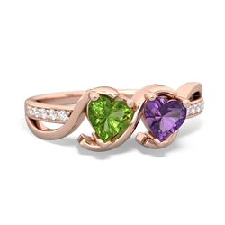 Peridot Side By Side 14K Rose Gold ring R3090