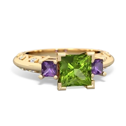 Peridot Eternal Embrace Engagement 14K Yellow Gold ring C2001