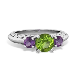 Peridot Art Deco Eternal Embrace Engagement 14K White Gold ring C2003