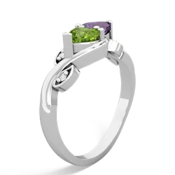 Peridot Floral Elegance 14K White Gold ring R5790