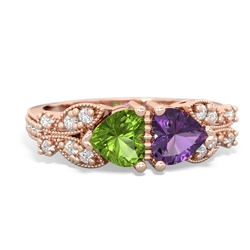Peridot Diamond Butterflies 14K Rose Gold ring R5601