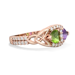 Peridot Sparkling Celtic Knot 14K Rose Gold ring R2645