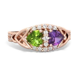 Peridot Sparkling Celtic Knot 14K Rose Gold ring R2645