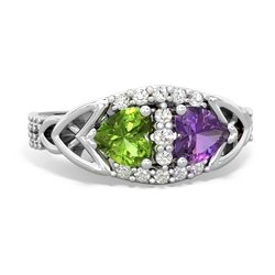 Peridot Sparkling Celtic Knot 14K White Gold ring R2645