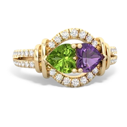 Peridot Art-Deco Keepsake 14K Yellow Gold ring R5630