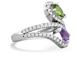 Peridot Diamond Dazzler 14K White Gold ring R3000