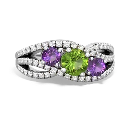 Peridot Three Stone Aurora 14K White Gold ring R3080